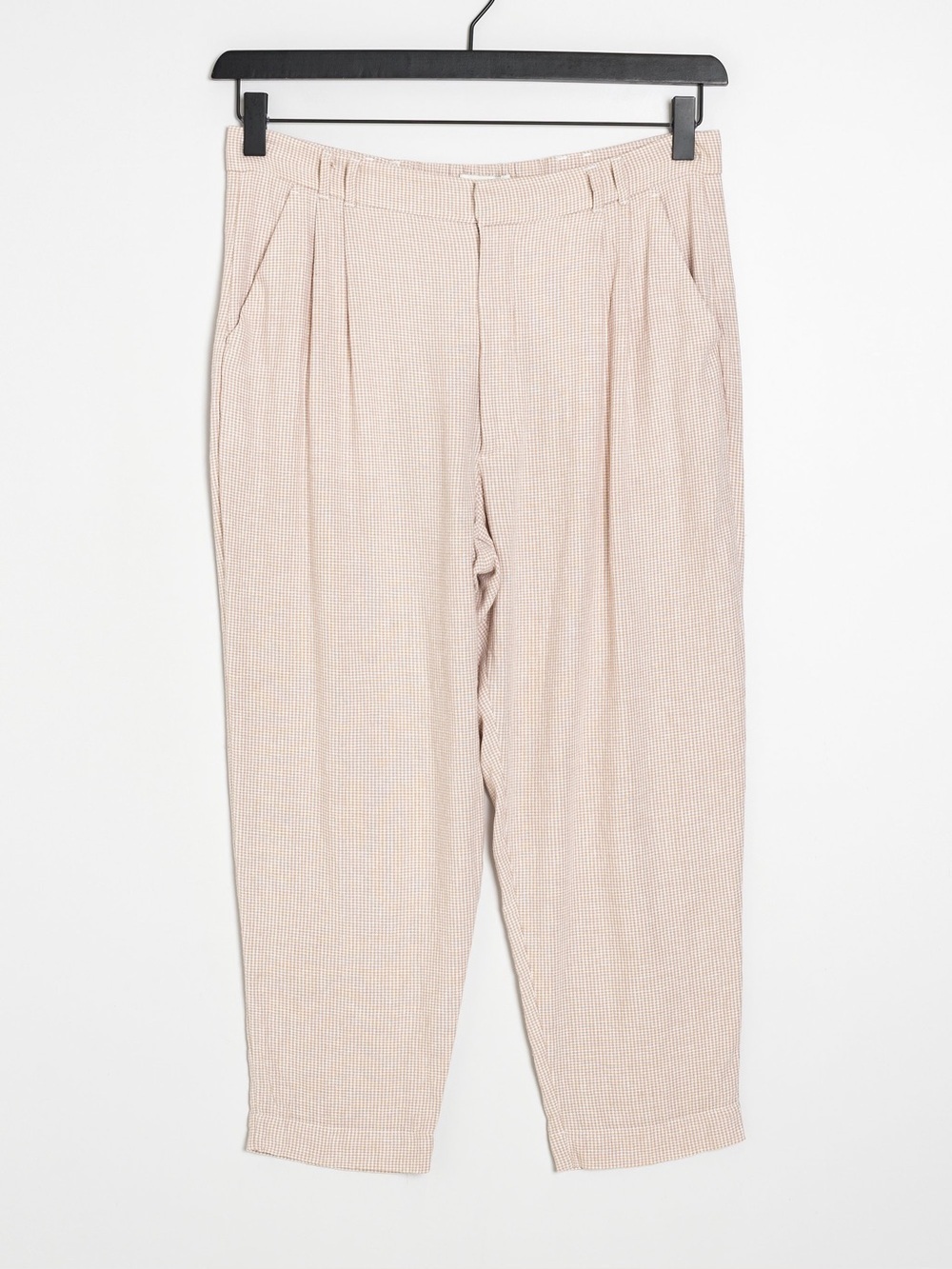 Abercrombie & Fitch Beige Tan Gingham Pleated Chinos